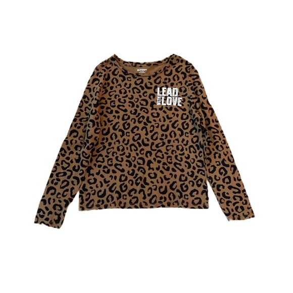Old Navy “Lead with Love “Leopard Print- Girls Size XL /14-16 with Black Legging - Picture 1 of 4
